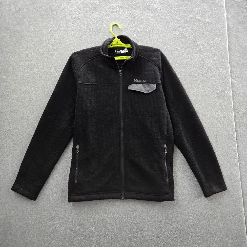 Marmot Men Jacket XL Black Polyester Wool Embroidered Poacher Pile Fleece